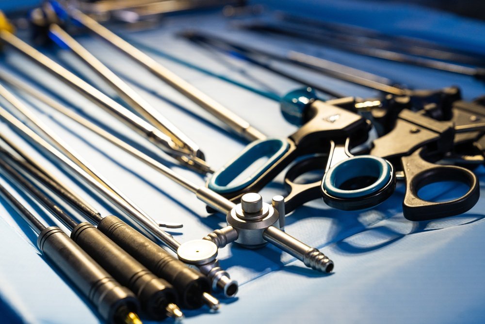 Specialized,Surgical,Instruments,And,Medical,Valves,On,Sterile,Drape.,Focus